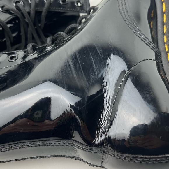 Dr. Martens Black Patent Leather Classic 1460 Lace Up Combat Boots - Picture 10 of 12